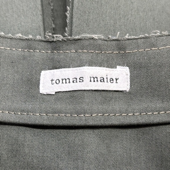 Tomas Maier Army Green Raw Edge Hem Slim Pencil Skirt Size 2 - Picture 8 of 10